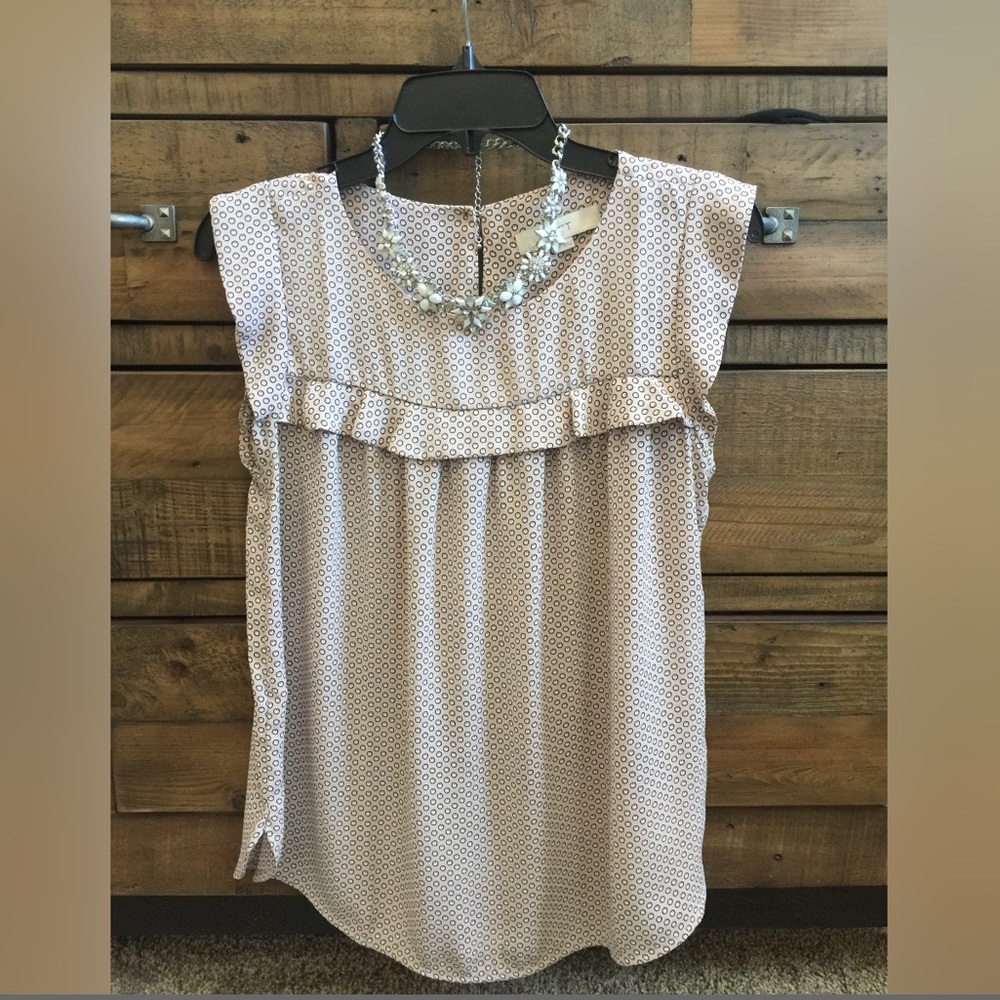 Loft blush ruffle blouse NWOT